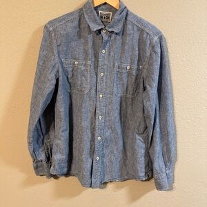 Converse One Star Shirt Mens Medium Blue Pin Striped Button Up - Linen & Cotton